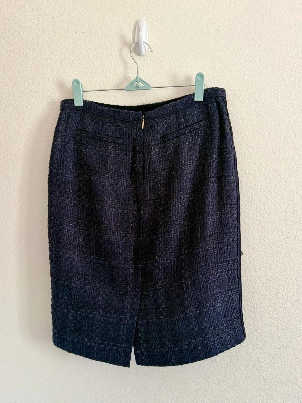 Tory Burch Navy Blue Metallic Tweed Skirt